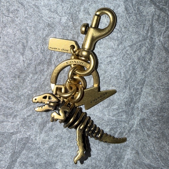 Coach Small Rexy 3D Skeleton Bag Charm Keychain in Brass NEW - Picture 8 of 16